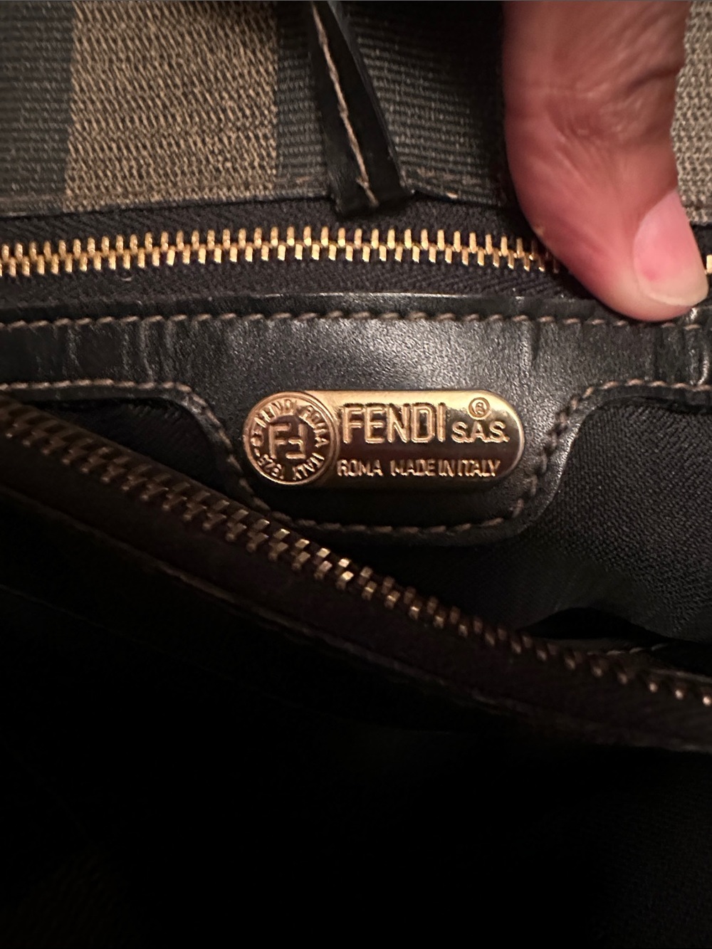 Fendi Black and Brown Vertical Stripe Tote - Picture 13 of 15